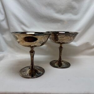 Vintage Lipman's Chalice Set of 2 Silvertone in Original Box Need Polishing